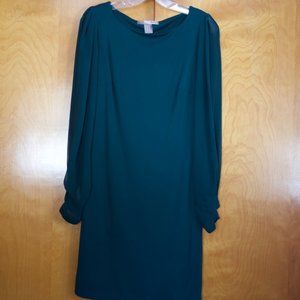 Forest green long sleeve bodycon mini dress - H&M, M